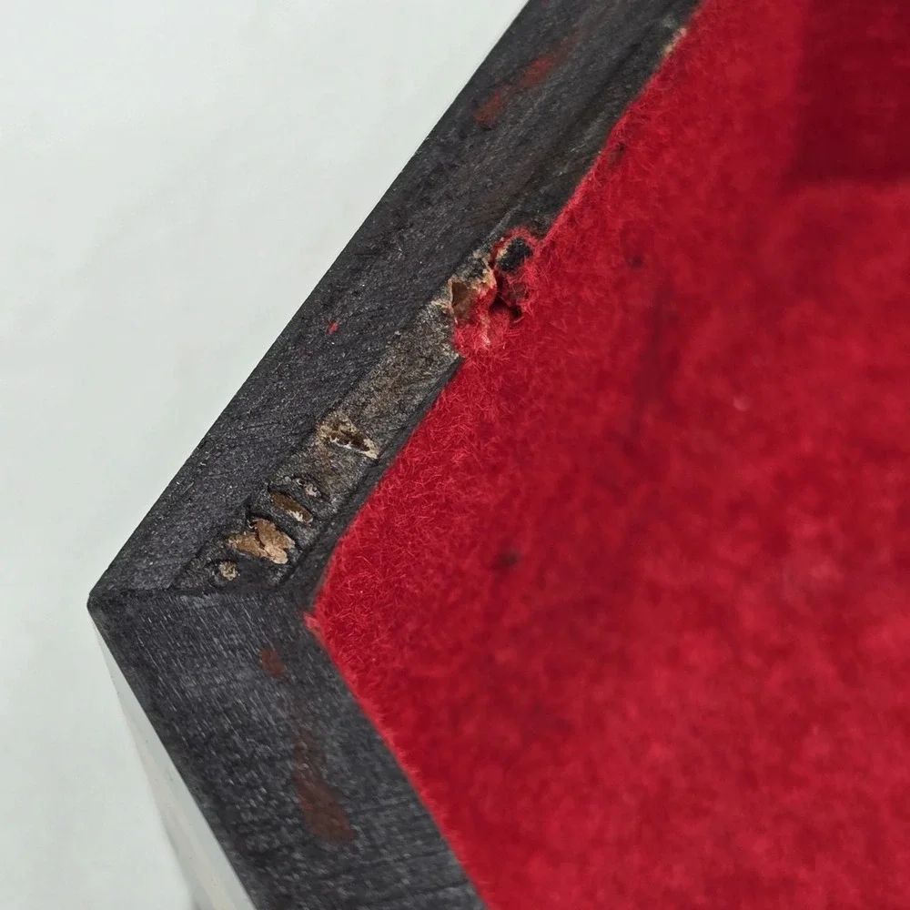 Vintage Moroccan Inlay‎ Wood Jewelry Box Geometric Marquetry Hexagon